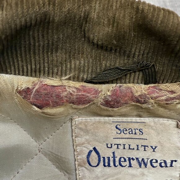 ✅ Mens L VTG Sears Utility Outerwear Brown Corduroy Jacket *Talon Zipper **FLAWS - Picture 6 of 16